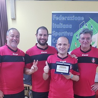 Asd Calcio Tavolo Aosta a Modena: da Sx Francesco Zolfanelli, Filippo Filippella, Marco Perotti e Paolo Ciboldi