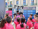 La mascotte del Giro &quot;Wolfie&quot; insieme ai bambini del progetto BiciScuola al Giro d'Italia 2018